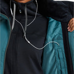 Roxy Women's Meade Insulated Jacket - A black insulated jacket with a high collar and zippered pockets, featuring a subtle pattern on the fabric.