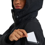 Roxy Women's Meade Insulated Jacket - A black insulated jacket with a hood, featuring a zippered front and two pockets on either side.