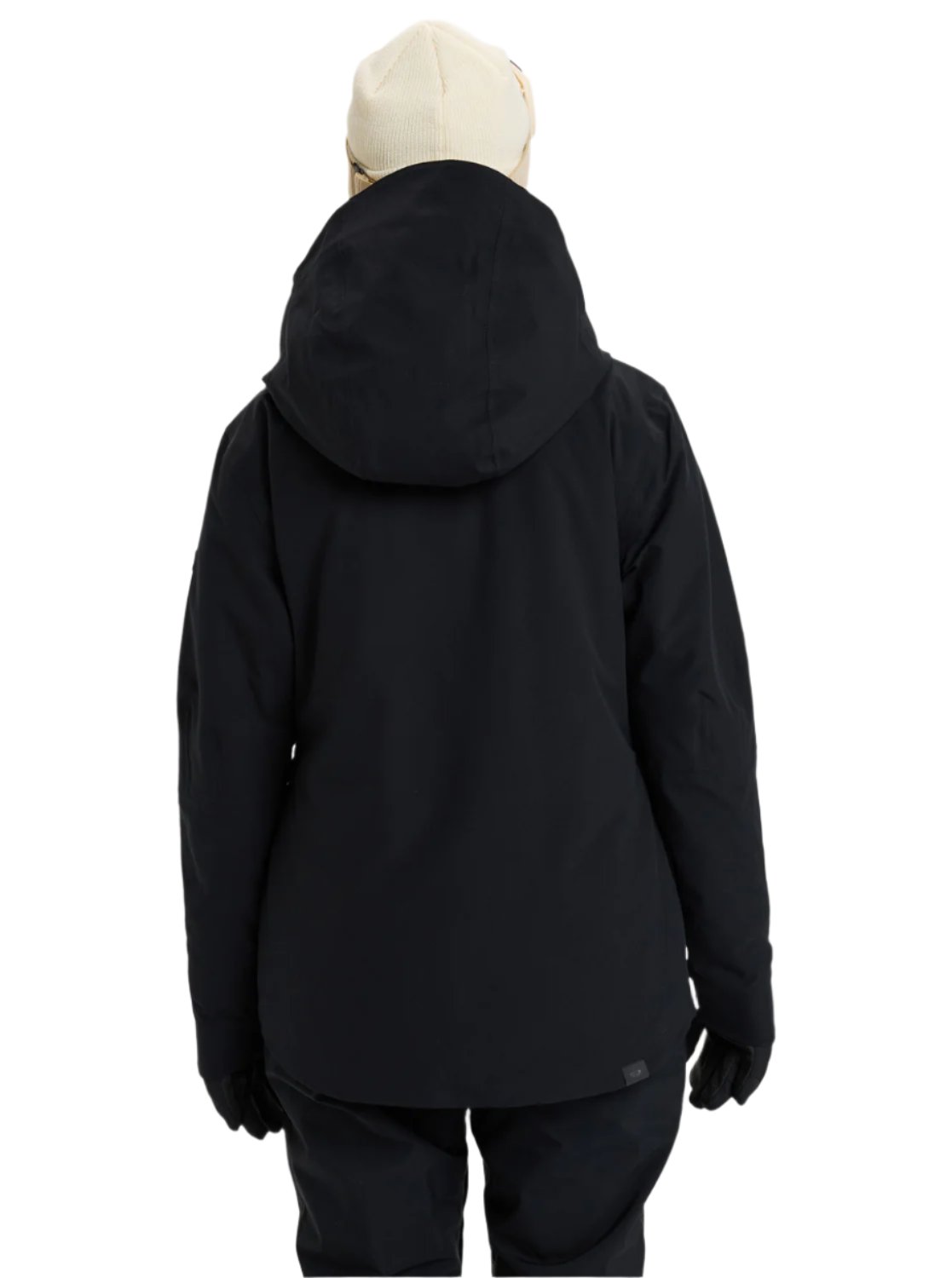 Roxy Women's Wild Twist Jacket 2025 - A black jacket with a hood, featuring a small white logo on the bottom right side.