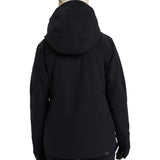 Roxy Women's Wild Twist Jacket 2025 - A black jacket with a hood, featuring a small white logo on the bottom right side.