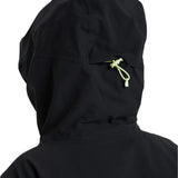 Roxy Women's Wild Twist Jacket 2025 - A black jacket with a hood and drawstring, featuring a small pocket on the upper back.