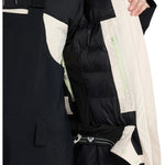 Roxy Women's Wild Twist Jacket 2025 - A black jacket with a white stripe on the sleeve and a zippered pocket on the side.
