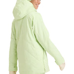 Roxy Radiant Lines Overhead Jacket 2025 - A light green jacket with a hood and quilted pattern on the back.