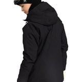 Roxy Radiant Lines Overhead Jacket 2025 - A black jacket with a white floral pattern on the hood and chest area.