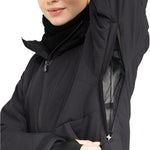 Roxy Radiant Lines Overhead Jacket 2025 - A black jacket with a hood, featuring a zippered front and two side pockets.