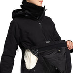 Roxy Radiant Lines Overhead Jacket 2025 - A black jacket with a white paisley pattern on the hood lining and interior.
