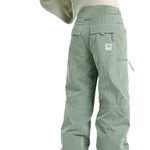 Roxy Women's Chloe Kim Insulated Pant 2025 - Sage green insulated ski pants with a white logo on the left thigh pocket.