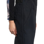 Roxy Women's Rideout Insulated Bib Pant 2025 - Black bib pant with zippered pockets and adjustable waistband.