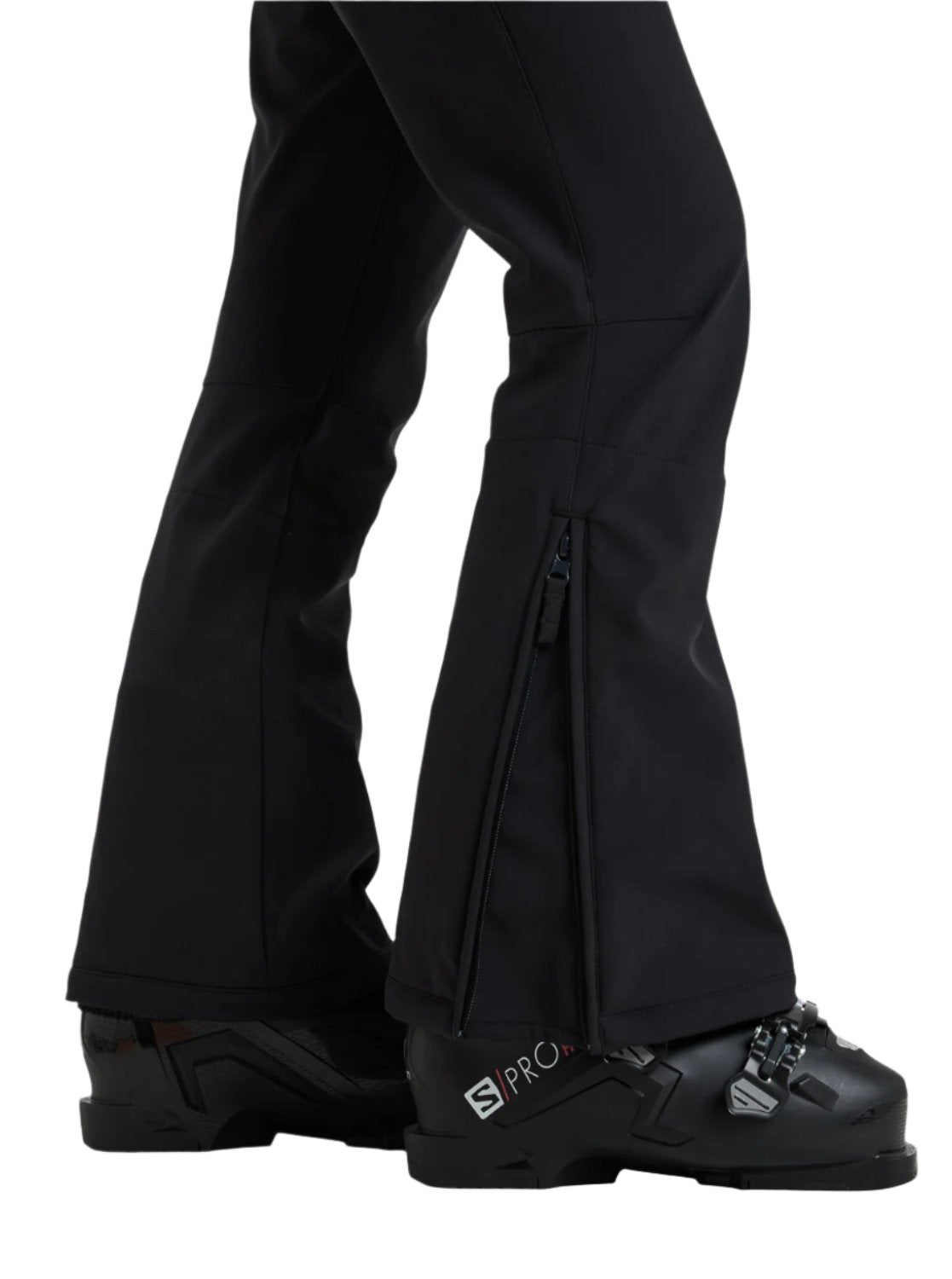 Roxy Women's Summit Bib Shell Pant 2025 - Black snow pants with a zippered pocket on the side of one leg.