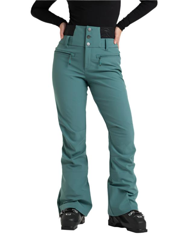 Roxy Women's Rising High Pant 2025 - Solid black snow pants with a zippered pocket on the side of the leg.
