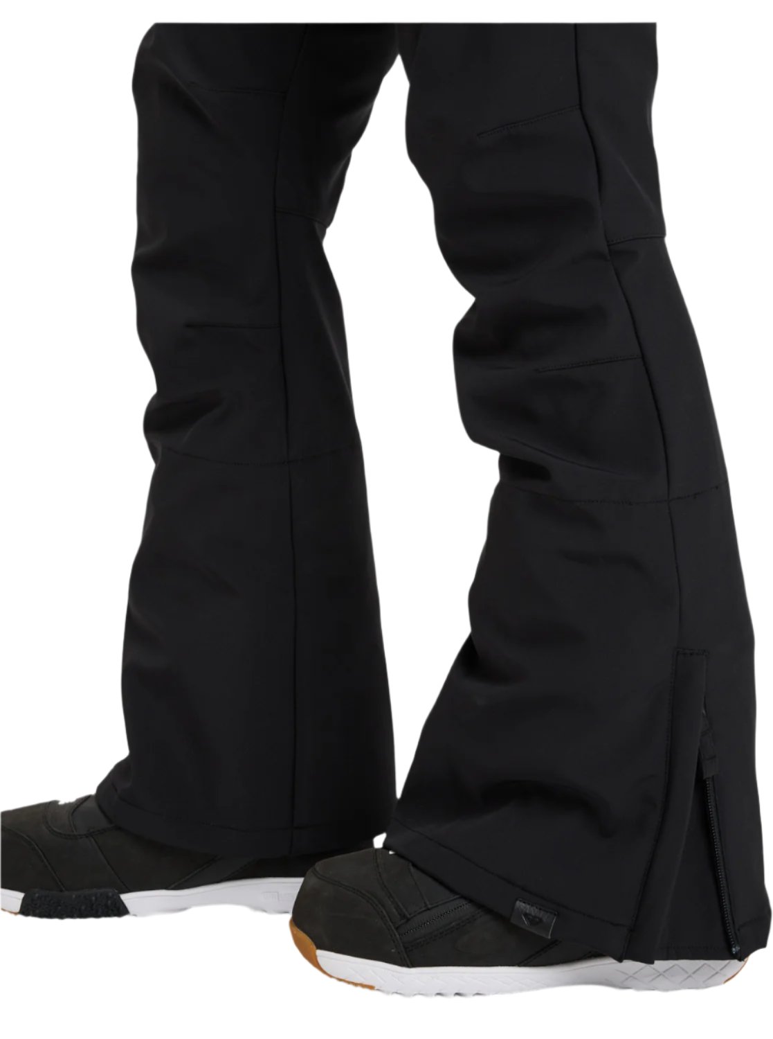 Roxy Women's Rising High Pant 2025 - Black snow pants with a zippered pocket on the right thigh and two front pockets.