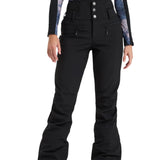 Roxy Women's Rising High Pant 2025 - Black snow pants with zippered pockets and adjustable waistband.