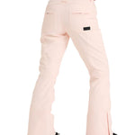 Roxy Women's Rising High Pant 2025 - Light pink snow pants with a zippered pocket on the right thigh and a black label near the back pocket.