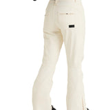 Roxy Women's Rising High Pant 2025 - A pair of cream-colored snow pants with a zippered pocket on the back right side.