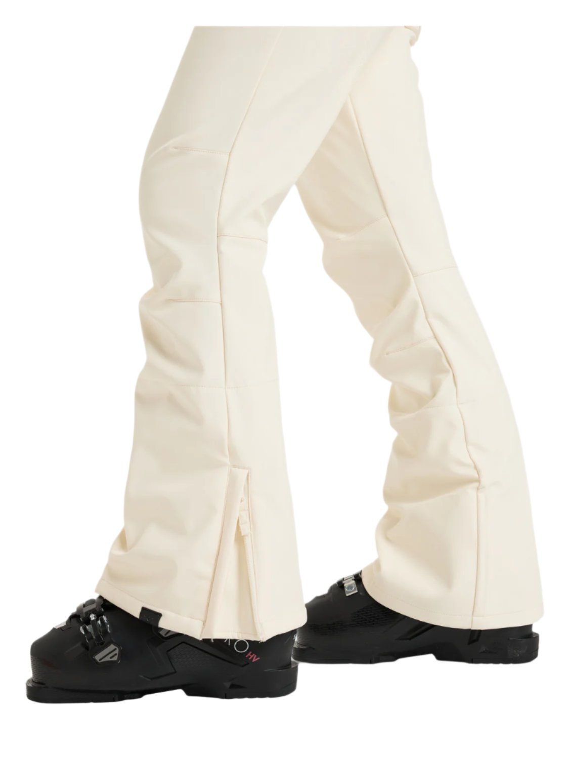 Roxy Women's Rising High Pant 2025 - A pair of cream-colored snow pants with a subtle pattern and zippered pockets.