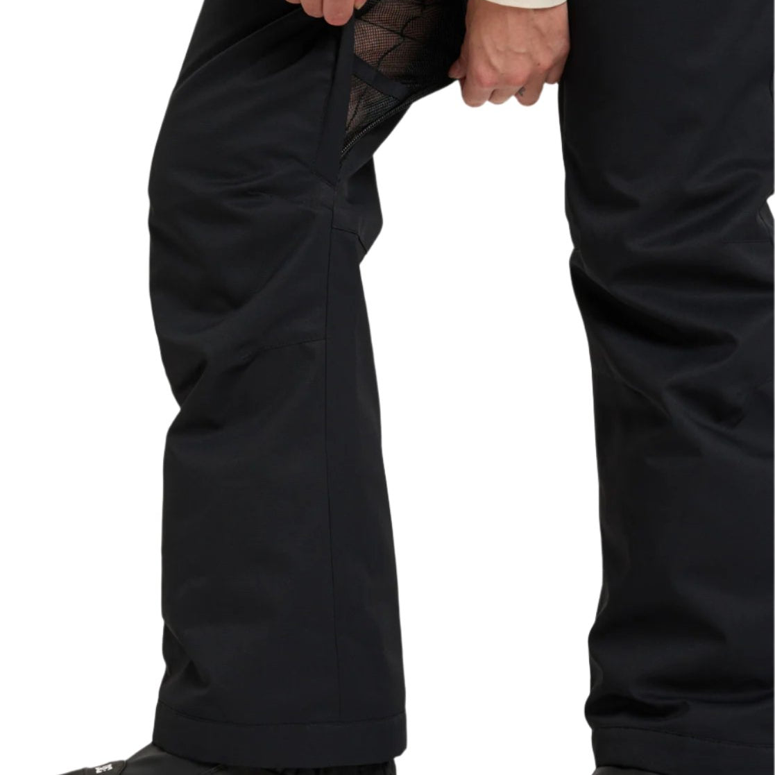 Roxy Women's Diversion Insulated Pant 2025 - Black snow pants with a mesh pattern on the side of the leg.
