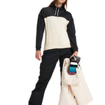 Roxy Women's Diversion Insulated Pant 2025 - A black and white snow pant with a zippered pocket on the side of the leg.