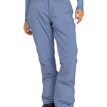Roxy Women's Backyard Snow Pant 2025 - A pair of light blue snow pants with a subtle geometric pattern on the upper thigh area.