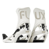Flux DS Step On Snowboard Binding - A pair of white snowboard bindings with black buckles and a gray logo on top.