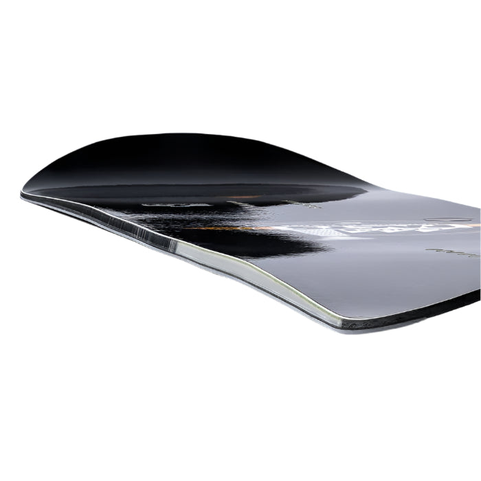 GNU Facts Snowboard 2026 - A black snowboard with a white logo on top, featuring a glossy finish and a subtle texture.