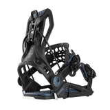 Flow Fenix - Black snowboard bindings with gray accents on a white background.