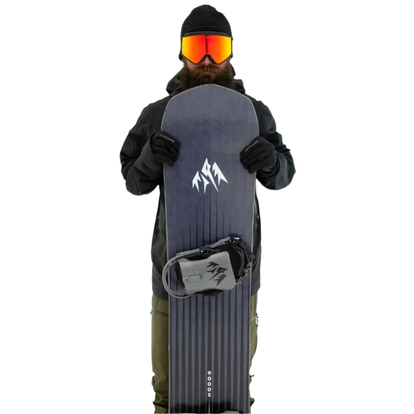 Jones Freecarver 9000s Snowboard 2025 - A dark gray snowboard with a white logo featuring three mountain peaks.