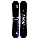Roxy Women's XOXO Snowboard - A black snowboard with a blue and white checkered pattern on the bottom.