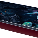 Lib Tech Women's Dynamiss Snowboard 2026 - A black snowboard with a white and red design, featuring a woman in motion on its top sheet.