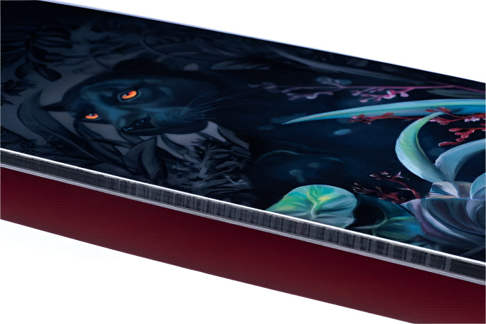 Lib Tech Women's Dynamiss Snowboard 2026 - A black snowboard with a white and red design, featuring a woman in motion on its top sheet.