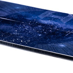 Lib Tech Golden Orca Snowboard 2026 - A dark blue snowboard with a white geometric pattern and a black stripe along the bottom edge.