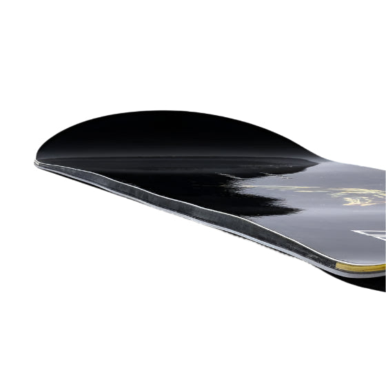 Lib Tech Skate Banana Snowboard 2026 - A black snowboard with a yellow logo on top, featuring a banana-shaped design.