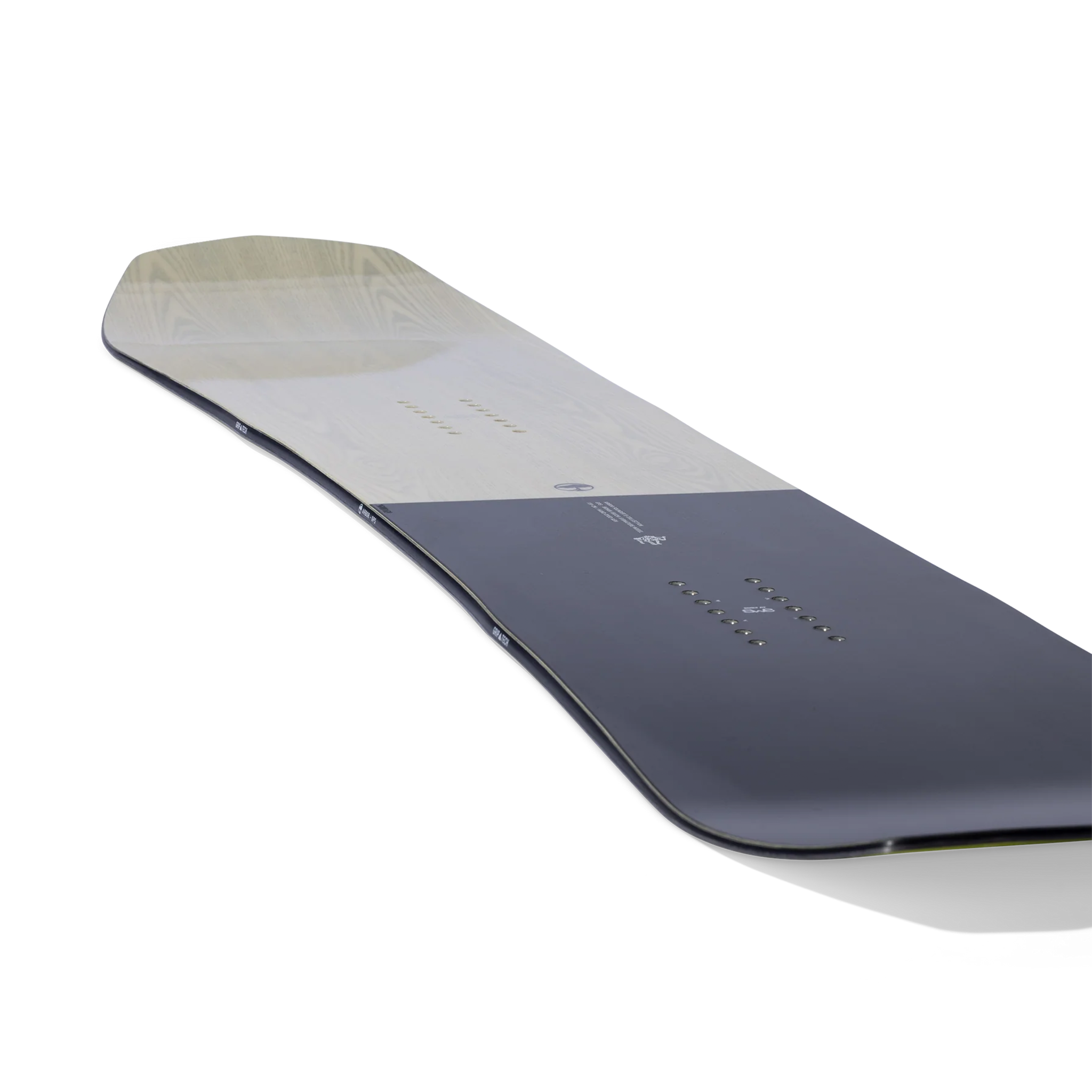 Arbor GPS Snowboard 2026 - A snowboard with a light-colored wood grain pattern on its top surface.