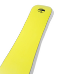 Arbor GPS Snowboard 2026 - A bright yellow snowboard with a black logo featuring an outline of a tree in a circle at the top.