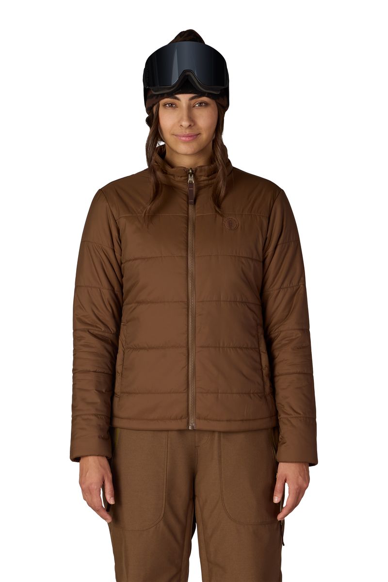 Women's 3-in-1 jacket in dark brown, full-zip front with hood