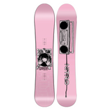 Nitro Women's Alternator x Hailey Snowboard 2026 - A pink snowboard with a black and white graphic of a woman's face, surrounded by various objects including a camera, headphones, and a microphone.