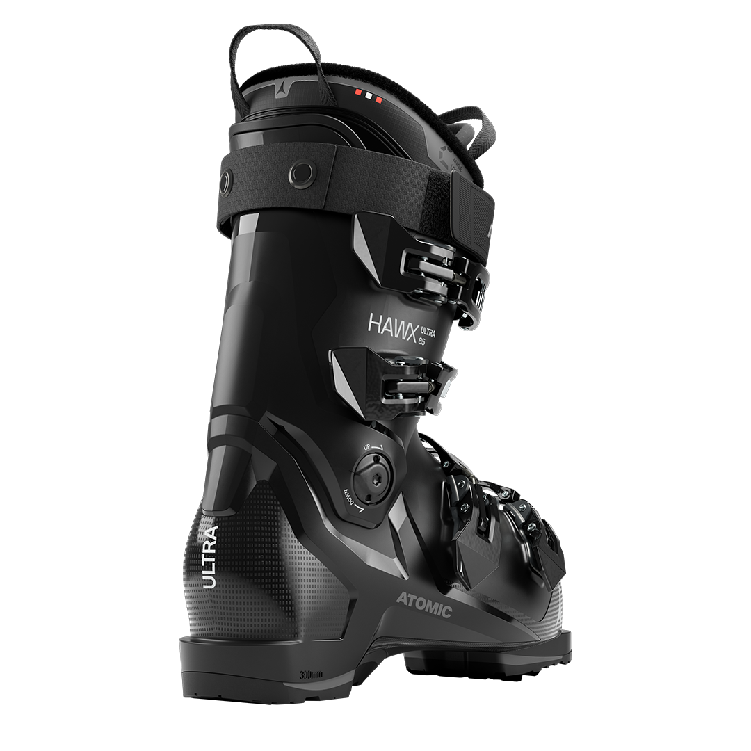 Atomic Women's Hawx Ultra 85 Ski Boots 2026 - Black ski boots with a sleek, modern design and silver buckles.