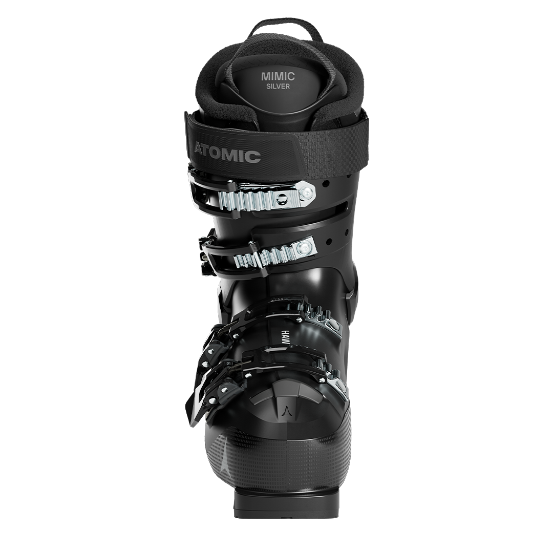 Atomic Women's Hawx Ultra 85 Ski Boots 2026 - Black ski boots with silver buckles and straps.