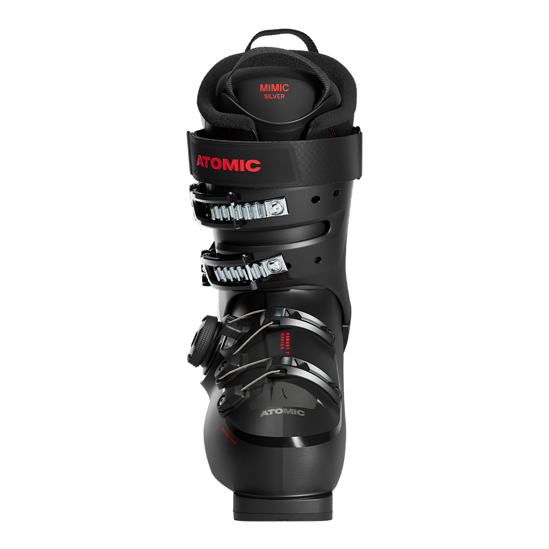 Atomic Hawx Prime 100 BOA Ski Boots 2026 - Black ski boots with silver buckles and a black strap.