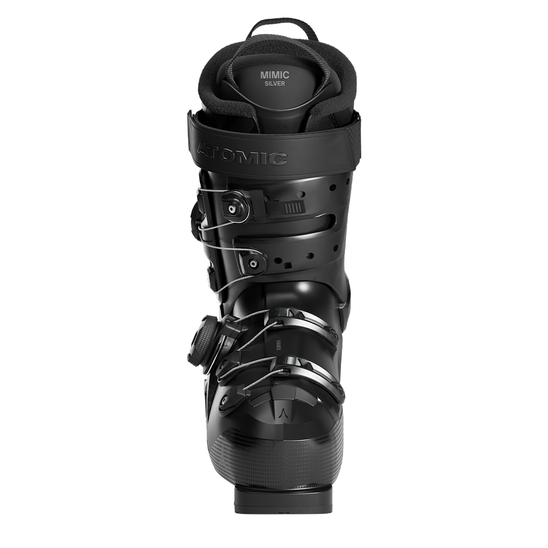 Atomic Hawx Ultra 100 Dual Ski Boot 2026 - Black ski boot with silver buckles and straps, featuring a textured toe cap.
