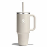 Hydro Flask 40oz All Around Travel Tumbler - A large, off-white tumbler with a straw and handle.