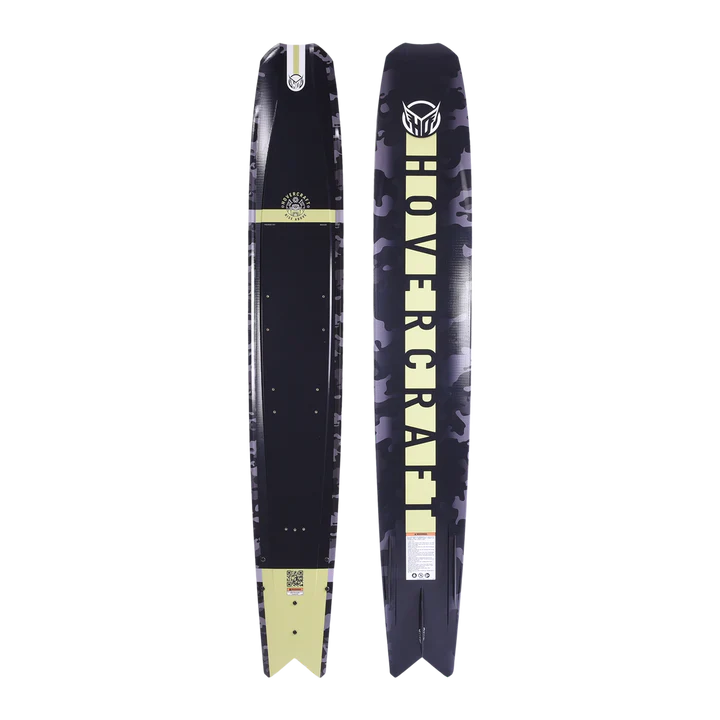 HO Hovercraft Water Ski 2024 - A black water ski with a white logo and a circular design on top.