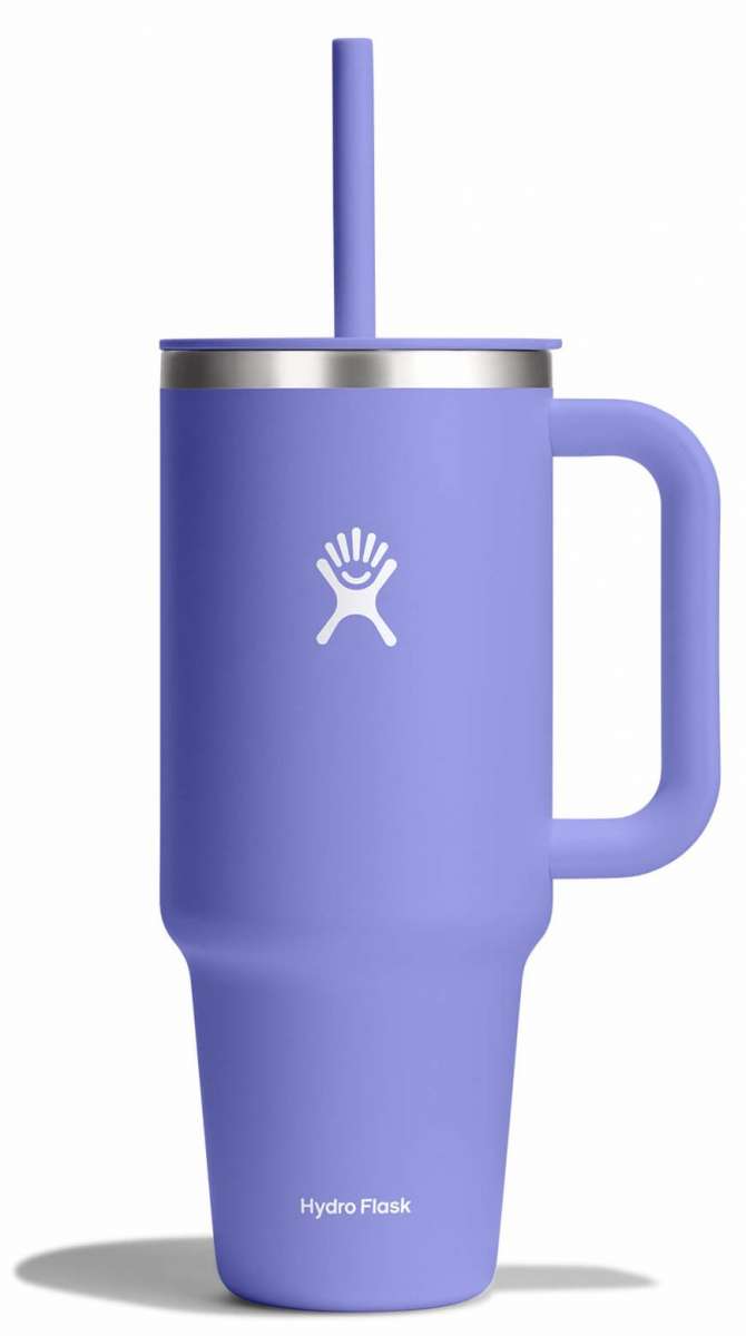 Hydro Flask 40oz All Around Travel Tumbler - A large, insulated tumbler with a screw-on lid and straw.
