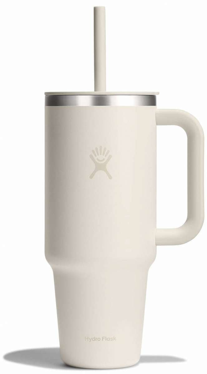 Hydro Flask 40oz All Around Travel Tumbler - A large, insulated tumbler with a screw-on lid and straw.