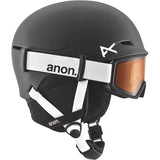 Anon Junior's Define Helmet 2025 - Black helmet with white logo on top and chin strap.