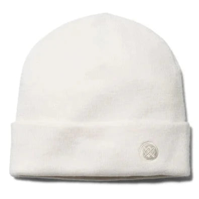 Stance Kama Merino Wool Beanie 2024 - A white beanie with a small circular logo on the front cuff.