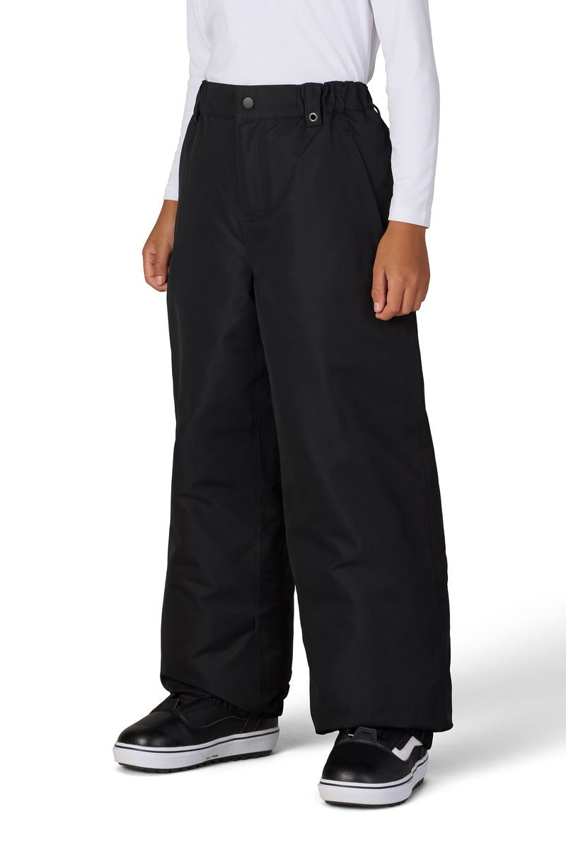 Black boys' shell pants with elastic waist and wide straight legs