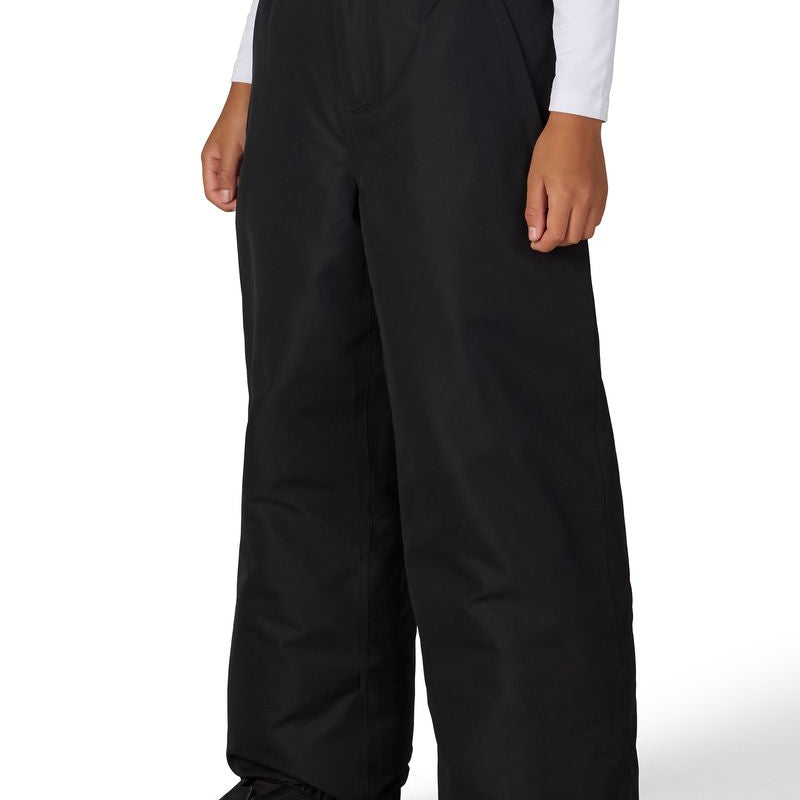 Black boys' shell pants with elastic waist and wide straight legs