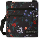 Dakine Jo Jo Crossbody Bag 2025 - A black crossbody bag with a floral pattern of red, white, and purple flowers.