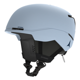 Atomic Junior Four Helmet 2026 - A white helmet with a black chin strap, featuring a small black logo on the side and a clear visor.