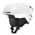 Atomic Junior Four Helmet 2026 - A white helmet with a black chin strap and a small, round logo on the side.